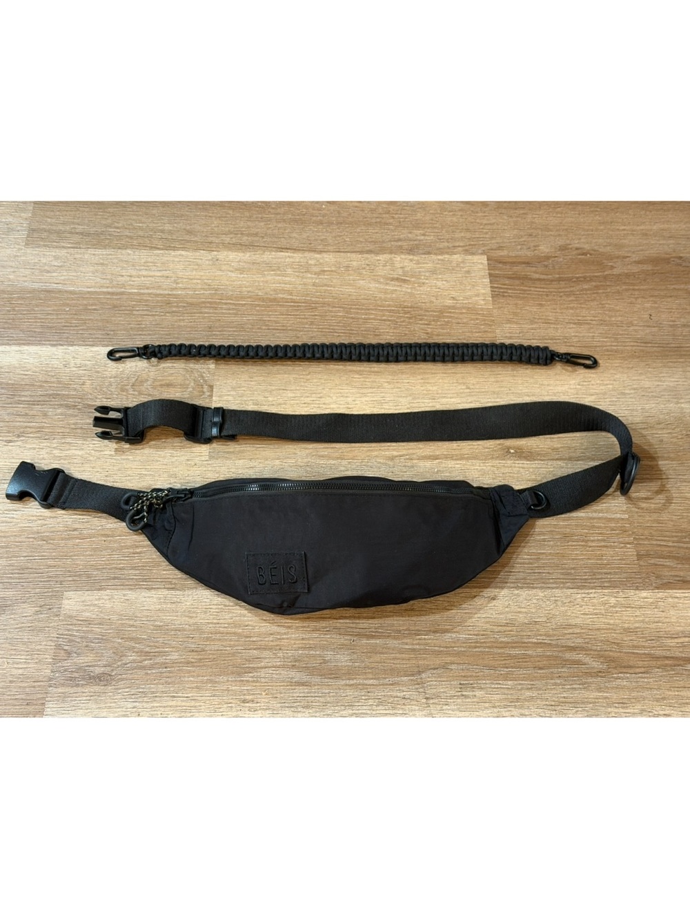 BEIS Black Canvas Sling Belt Bag with Braided Strap - Picture 2 of 13